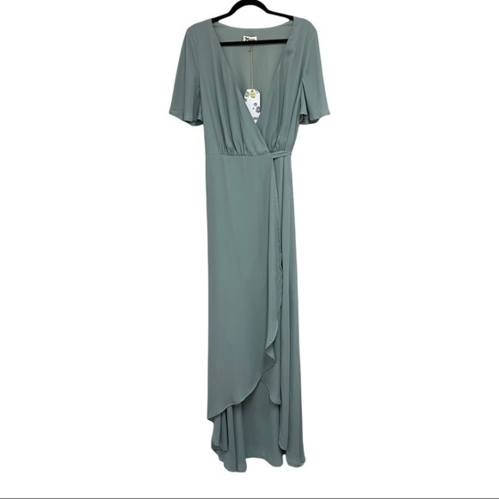 SMYM Sophia Wrap Maxi Dress in Silver Sage Crisp XL